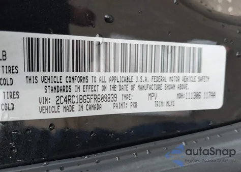 2015 Chrysler Town & Country Touring z USA, uszkodzony, nr VIN 2C4RC1BG5FR609839